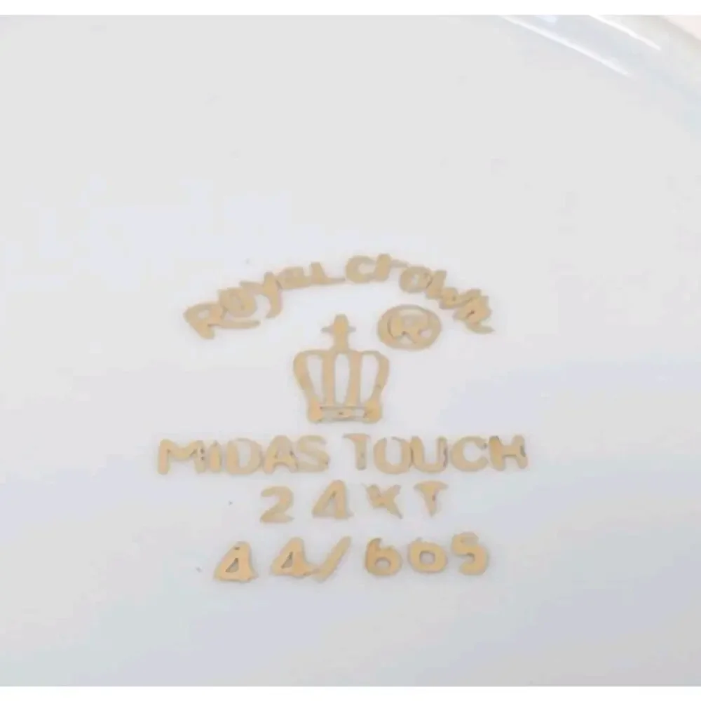 Vtg 6 Royal Crown Midas Touch 24K Gold Trim Tea Cup‎ Demitasse Saucer Set U251